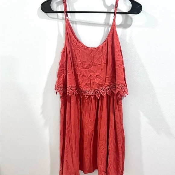 Ruffle and lace coral sundress size large - Picture 5 of 9